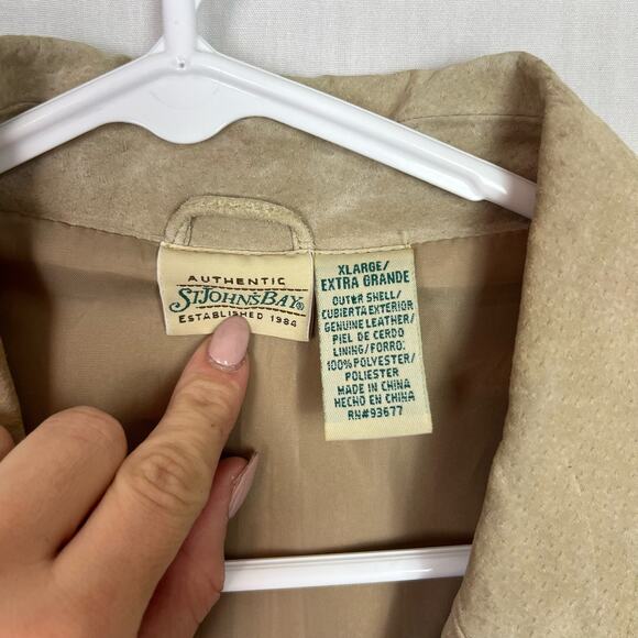 Vintage Tan Genuine Leather 90s Oversized Polished Preppy Trench Coat Size XL - Picture 3 of 5